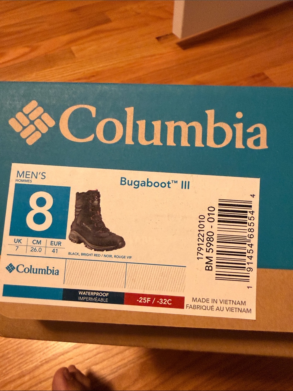 Columbia Bugaboot III Men's Winter Boots - Black with Bright Red Accents